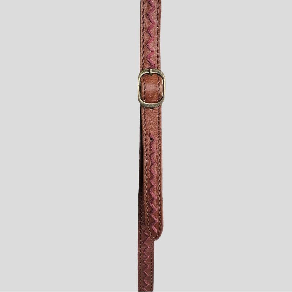 Jasper & Jeera Anthropologie Brown Leather Saddle Bag Crossbody Turn Lock Flap - Picture 9 of 16